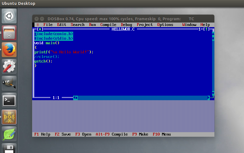 Setting Up DOSBOX in Ubuntu to run Turbo C
