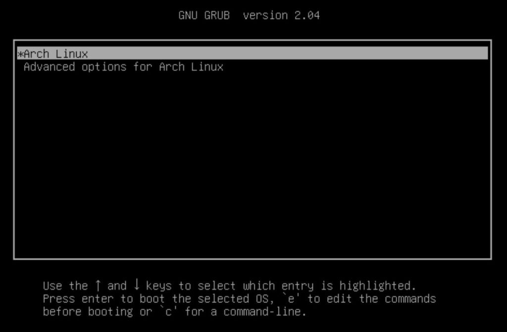 Arch Linux Menu - Grub