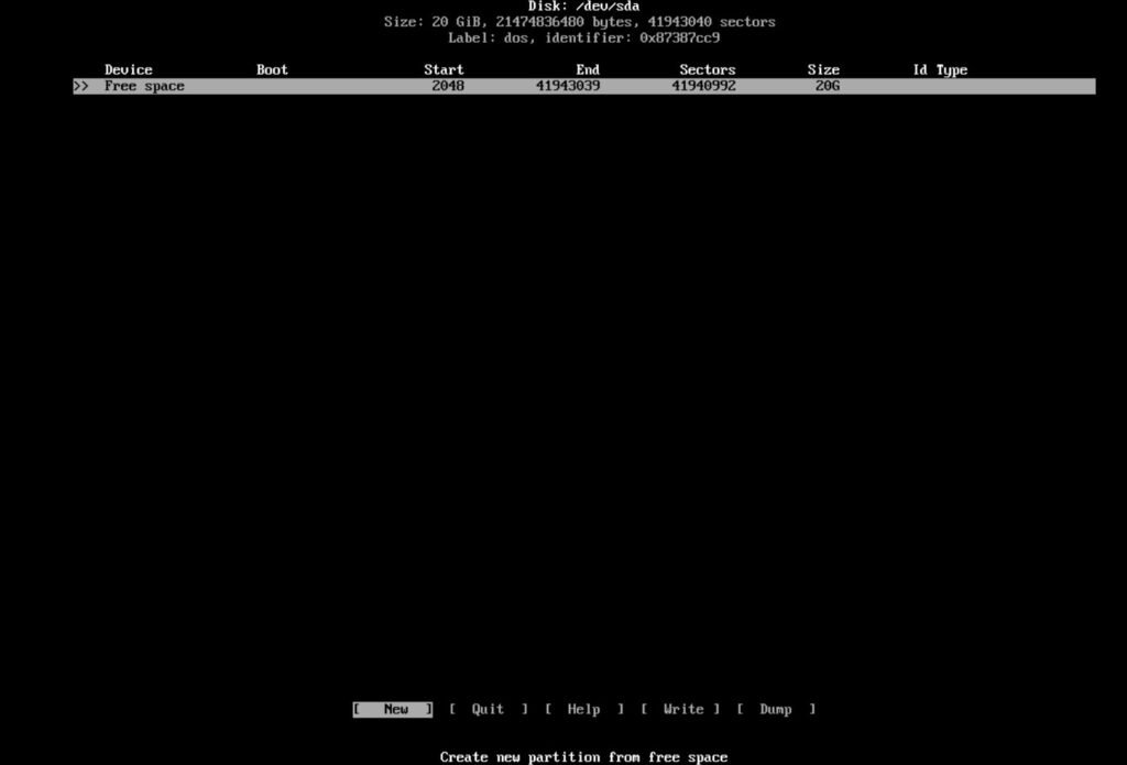 cfdisk - new partition - Install Arch Linux