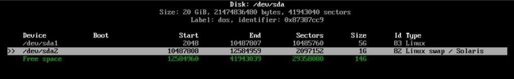 cfdisk - parition created - Install Arch Linux