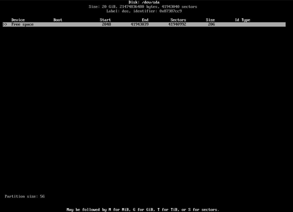 cfdisk - primary parition - Install Arch Linux