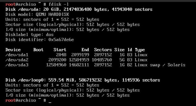 final partition list in fdisk