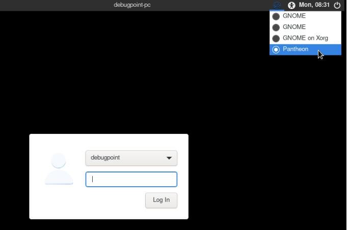 Login screen - Pantheon in Arch