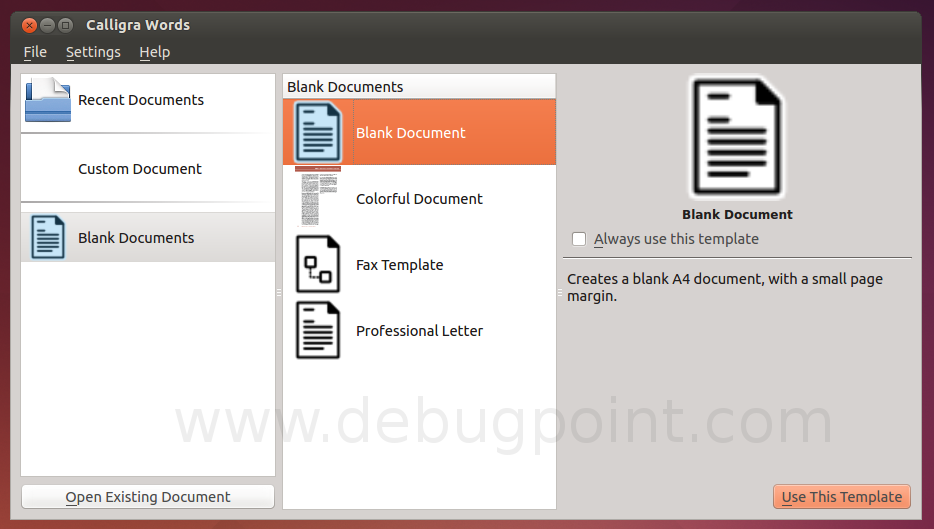 Calligra Running in Ubuntu