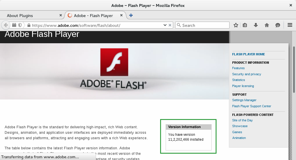 adobe flash player plugin for firefox test