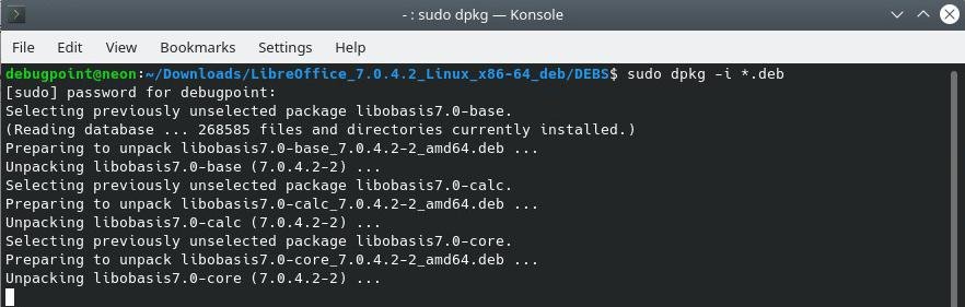 Install LibreOffice via dpkg