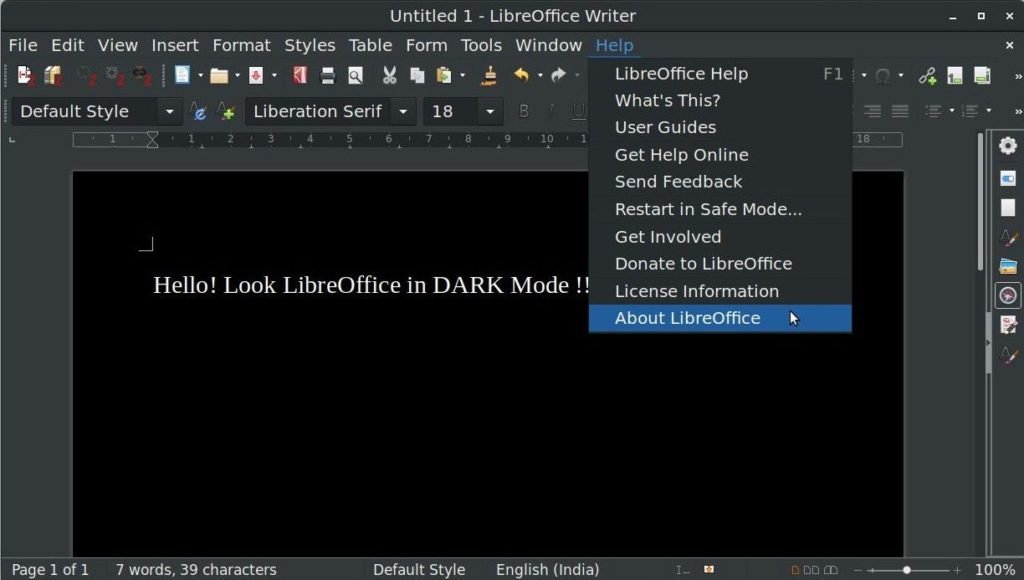 LibreOffice  Writer in Ubuntu