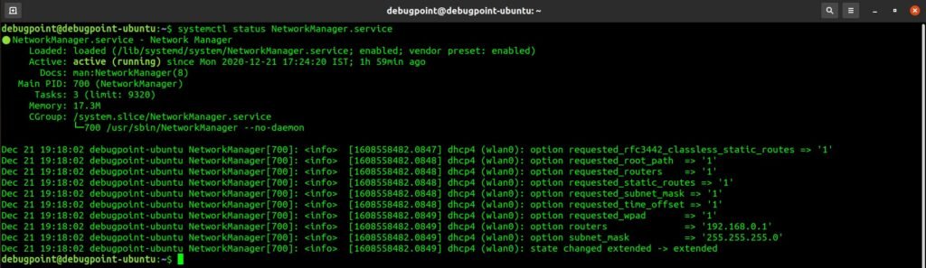 status of a service