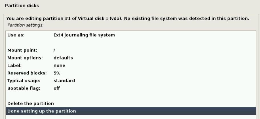 Done setting up partition