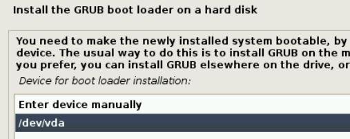 GRUB install location device