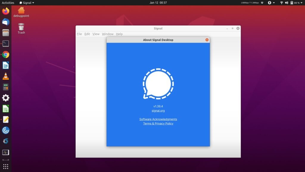 Signal Desktop is running in Ubuntu