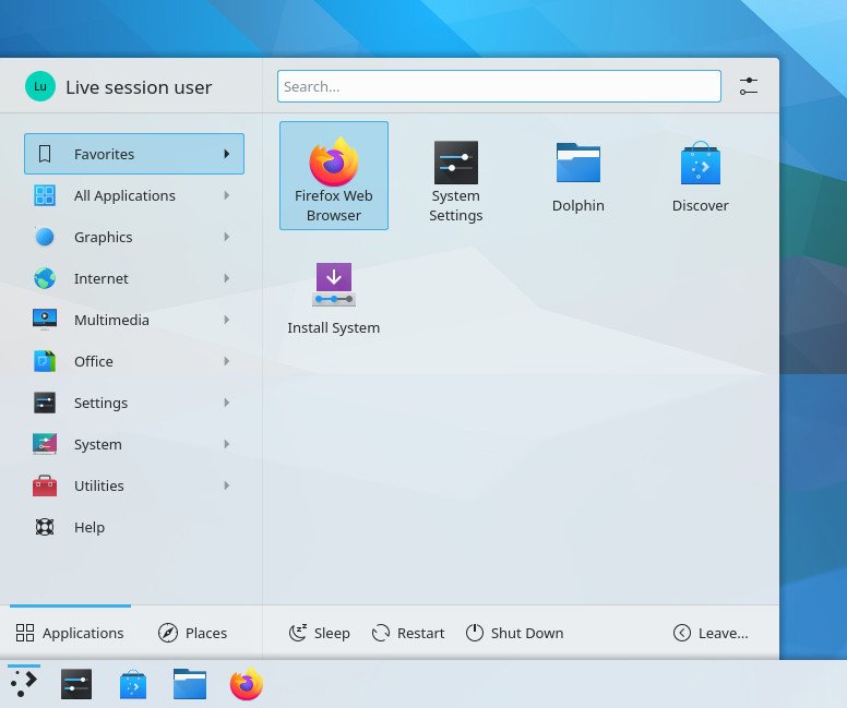 KDE Plasma 5.22 Launcher in Light mode