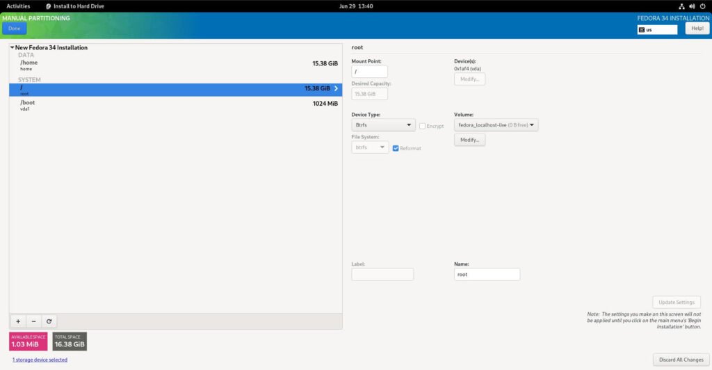 root partition