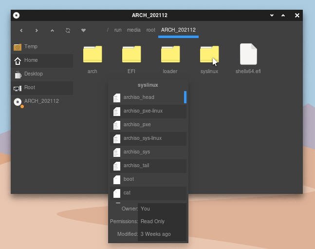 Folder Information on Mouse Over in Enlightenment 0.25 Desktop