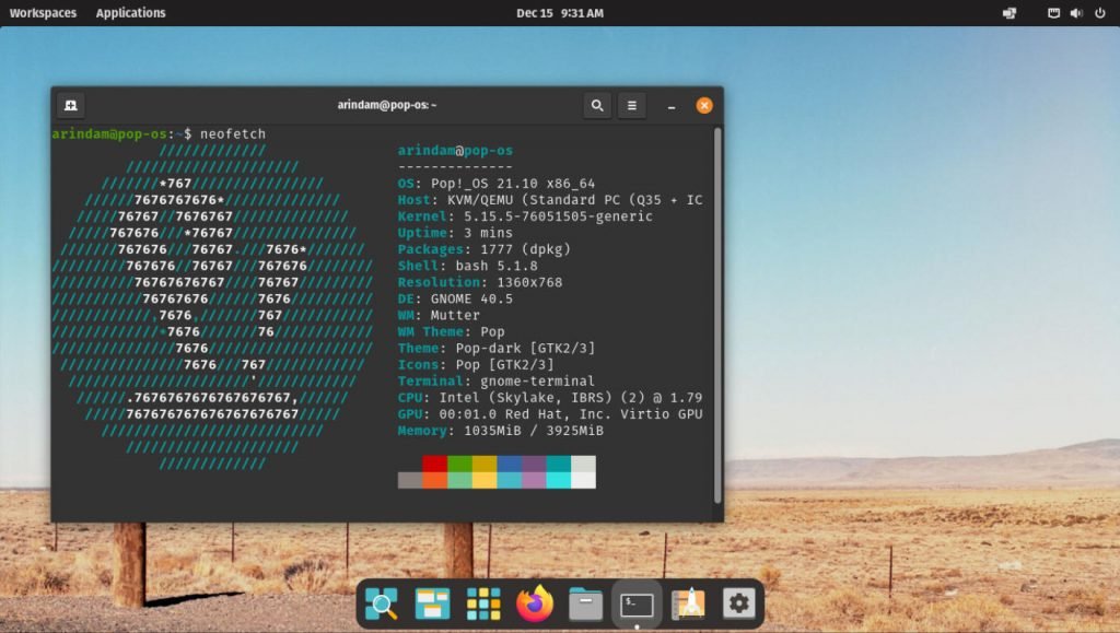 Pop OS 21.10 Desktop Linux Distributions