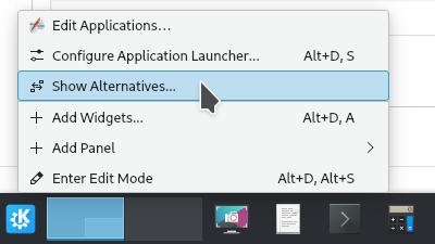 Show Alternatives in KDE Plasma Application Menu