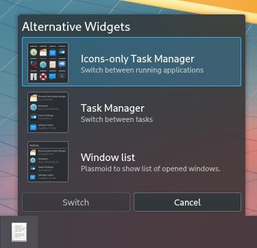 Show Alternatives in KDE Plasma Task Manager