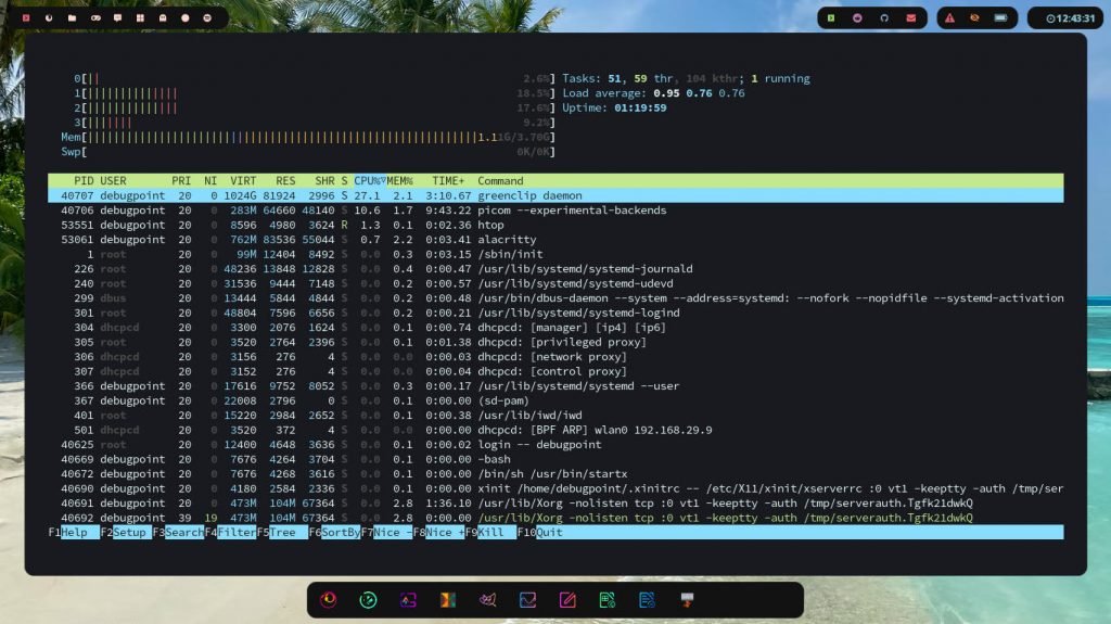 xmonad performance in Arch Linux during heavy workflow state