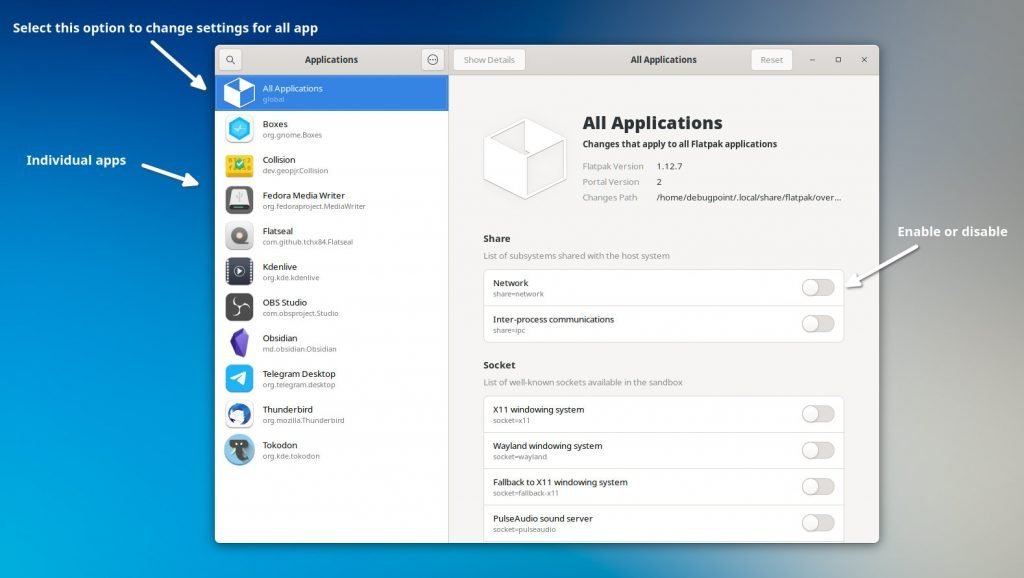 Manage Flatpak Permission using Flatseal
