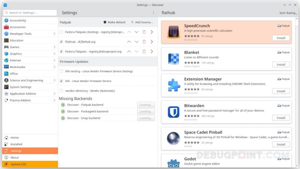 KDE Discover can pull up Flatpak apps from Flathub