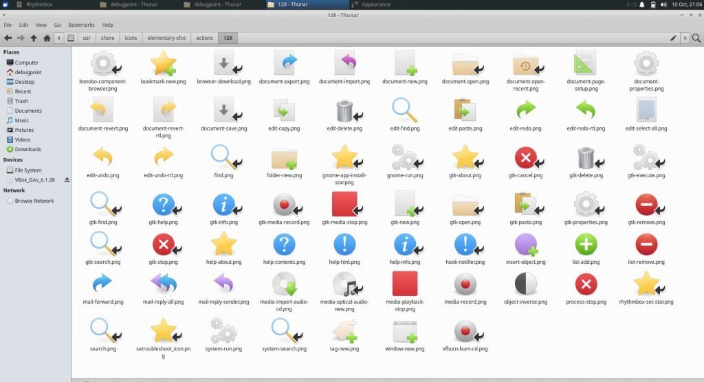 Refreshed icon set sample in elementary-xfce with Xubuntu 22.10