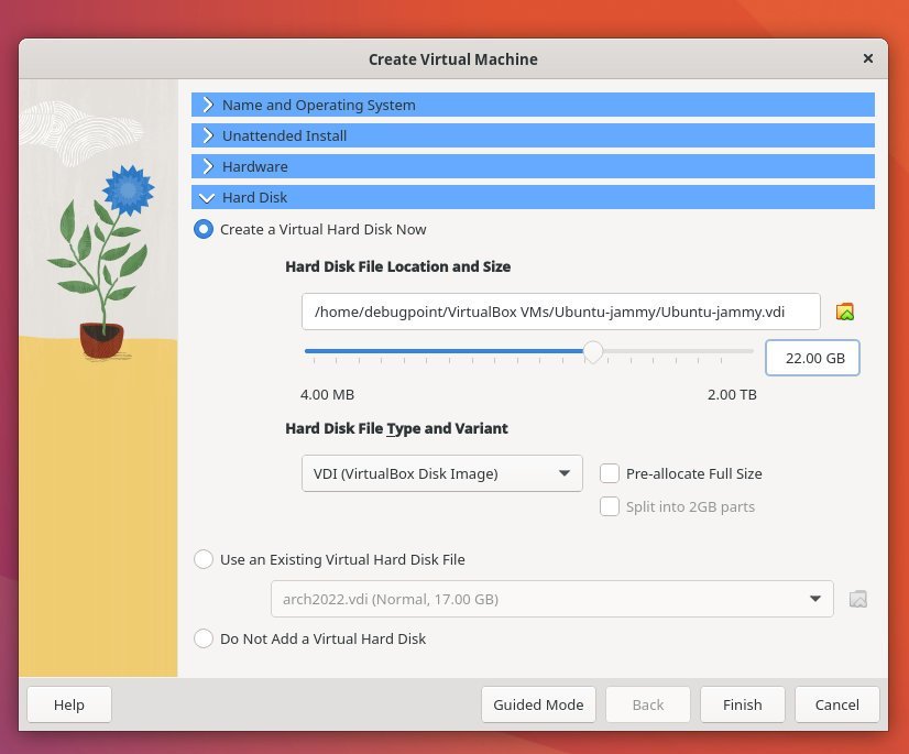 Select disk parameters