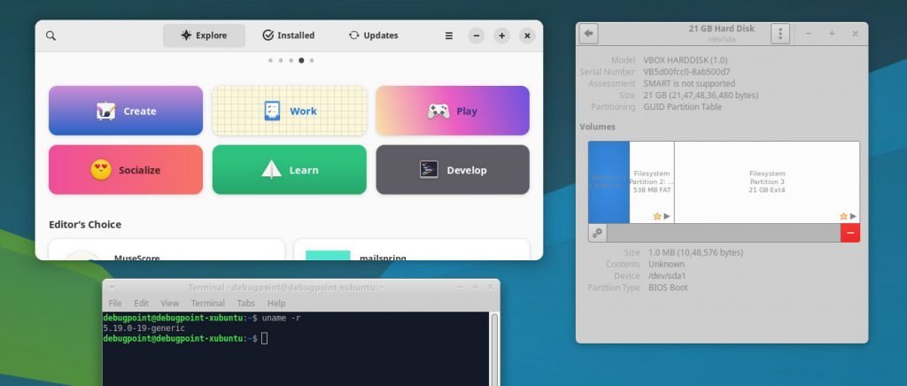 Three different window decorations - together in Xubuntu 22.10