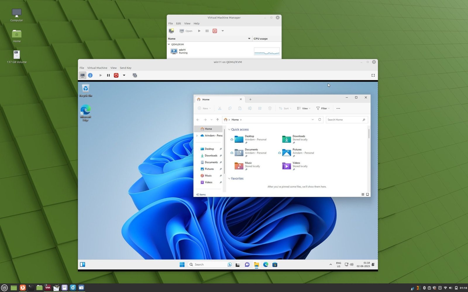 Windows 11 running as guest in virt-manager