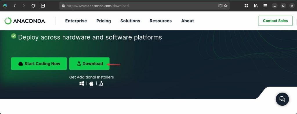 Downloading Anaconda from official website