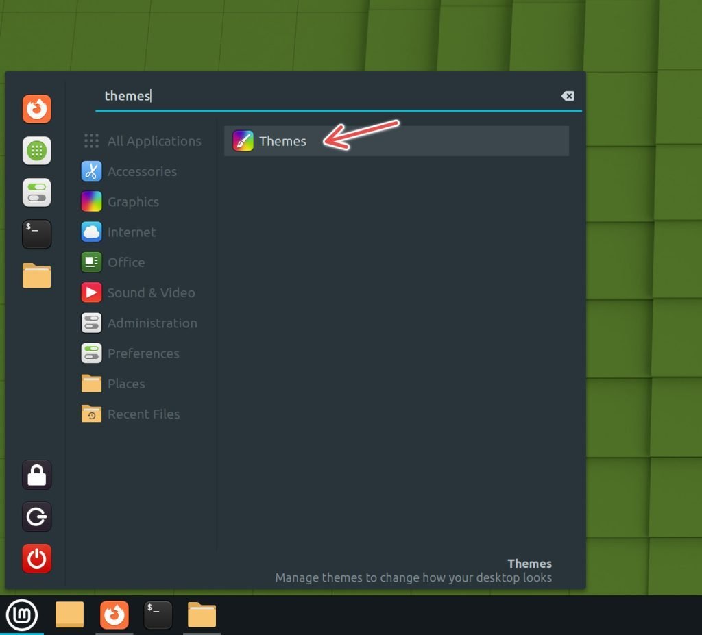 Select Themes from the application menu