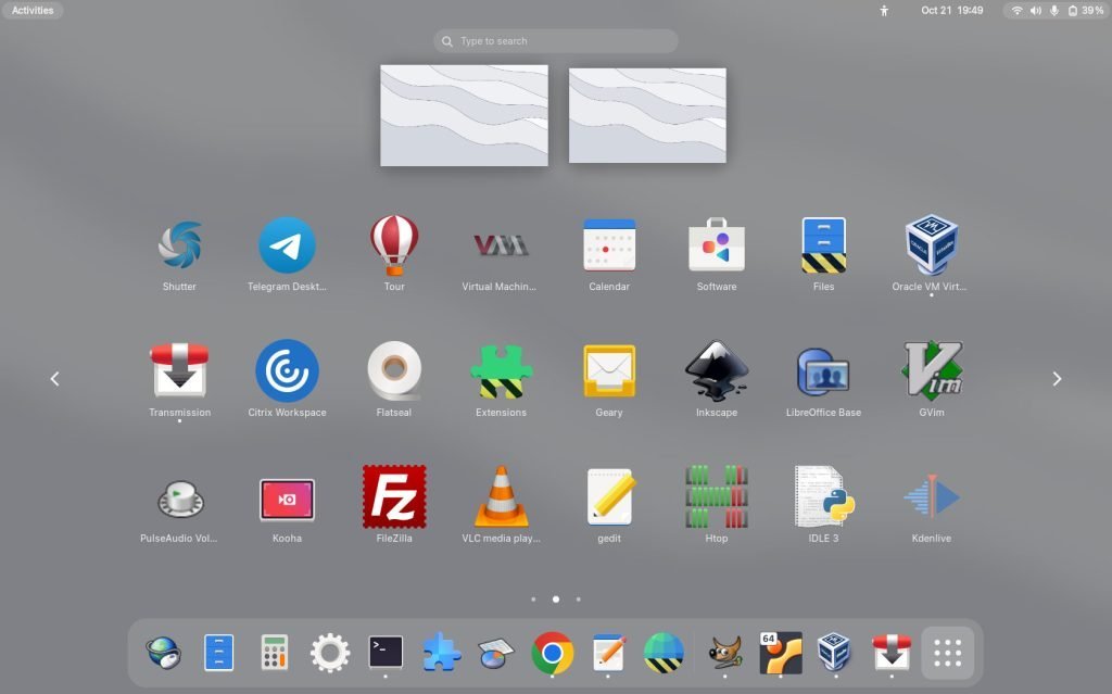 GNOME Application Menu