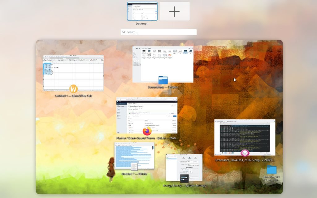 KDE Plasma 6 workspaces view