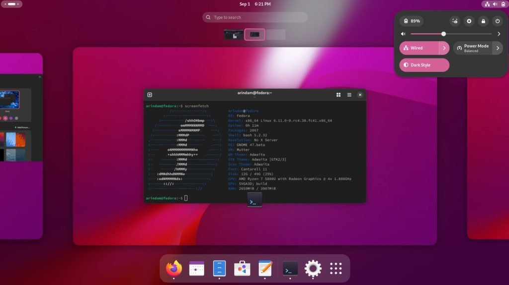GNOME 47 Desktop (beta)