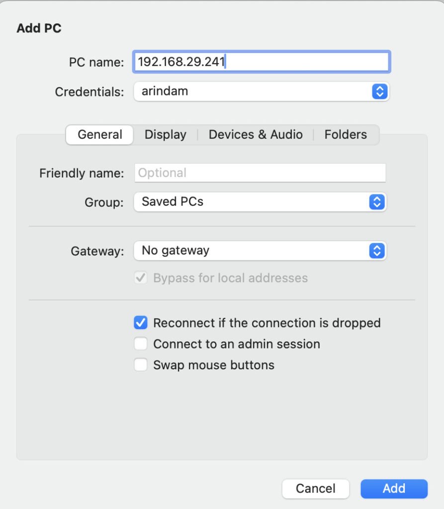 Add the Linux machine IP address