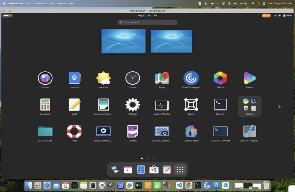 Connected Fedora Linux via RDP from macOS