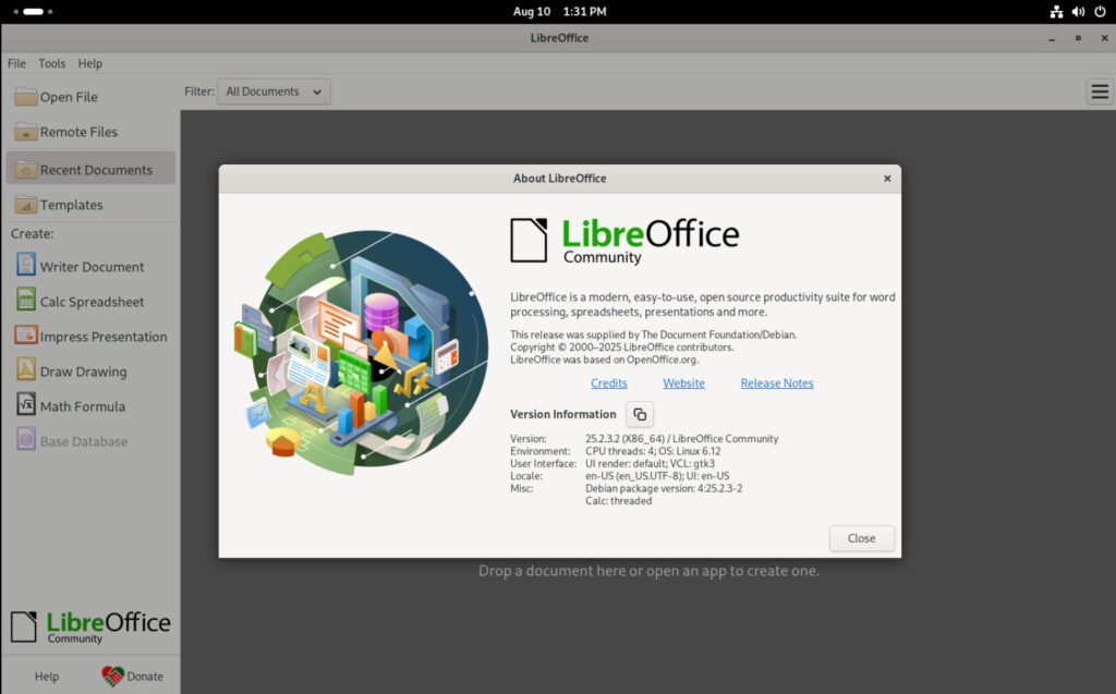 LibreOffice 25 in Debian