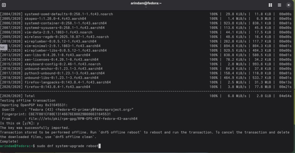 final reboot to upgrade
