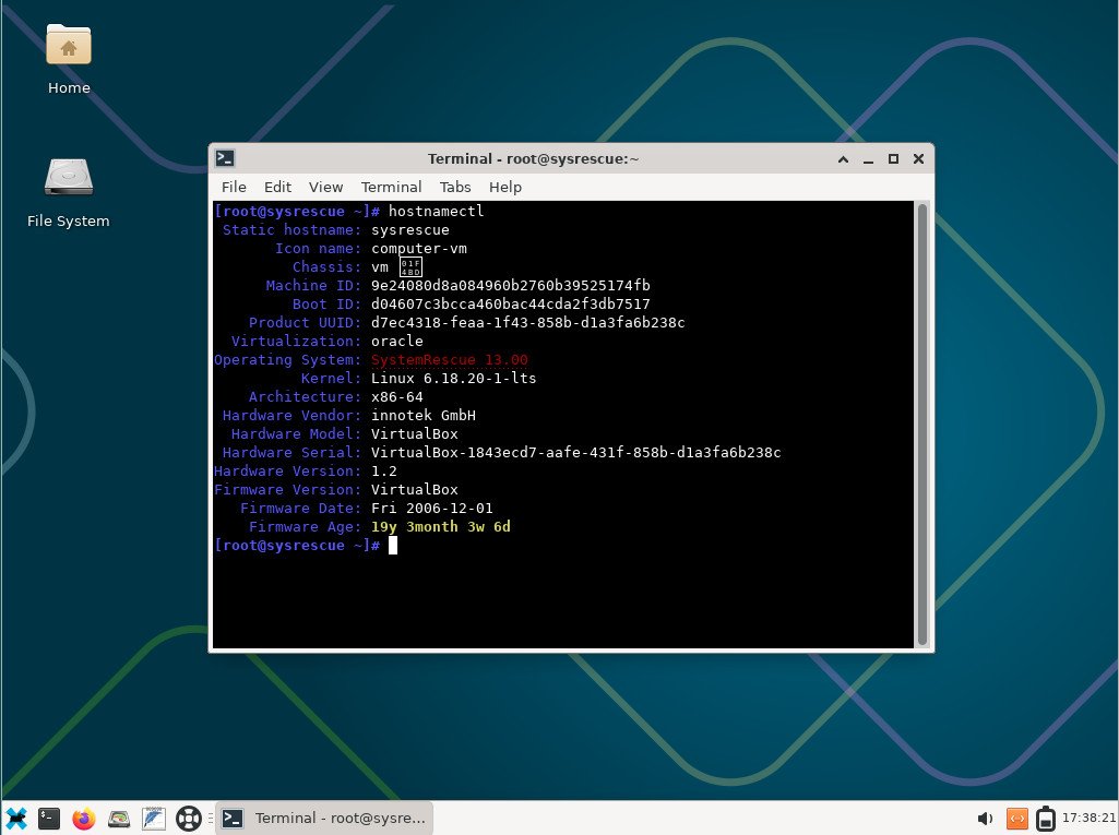 SystemRescue 13.0 Xfce Desktop