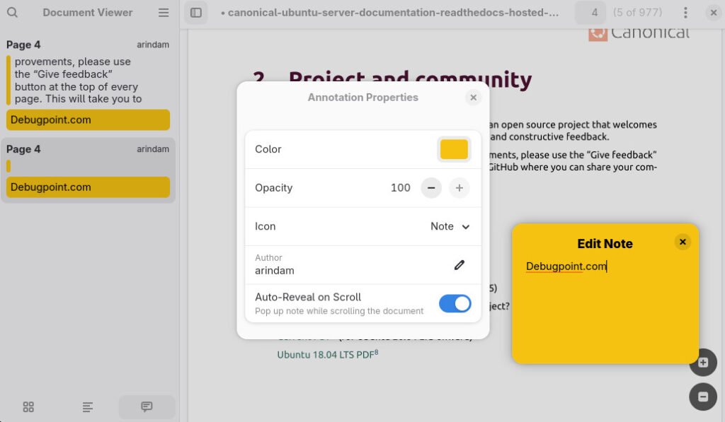 Annotation in Document Viewer