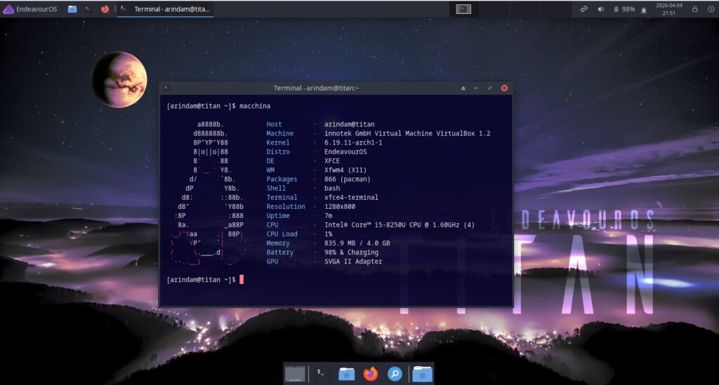 Endeavour OS Titan Xfce