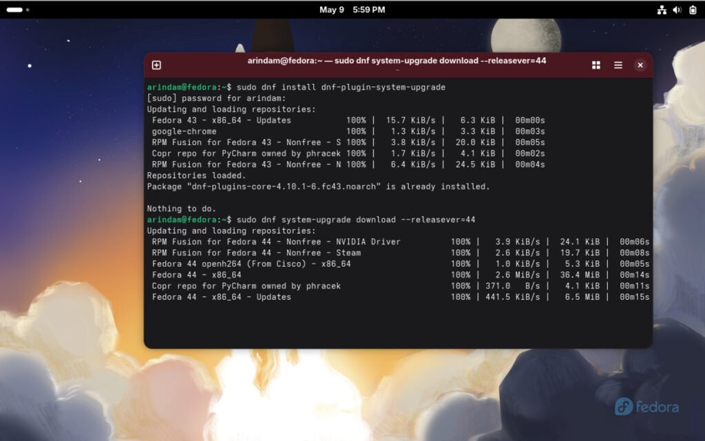 Fedora 44 upgrade process 1