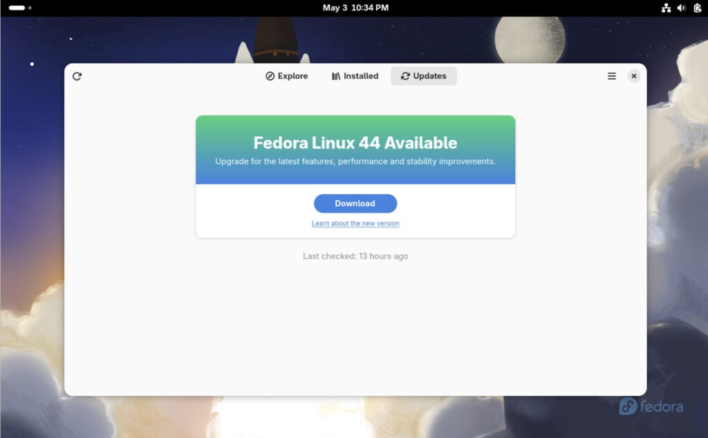 Fedora 44 upgrade prompts