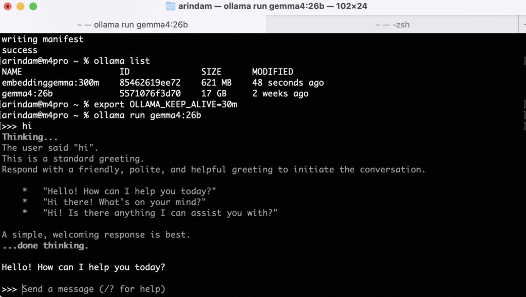 OpenSource Gemma 4 running locally in Mac M4