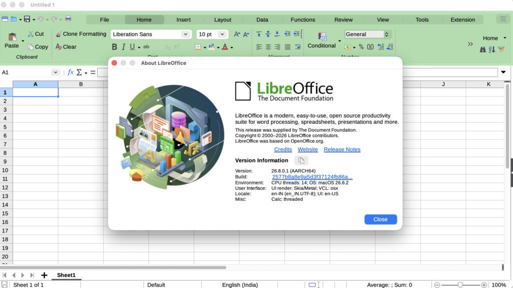 LibreOffice 26.8 running in macOS